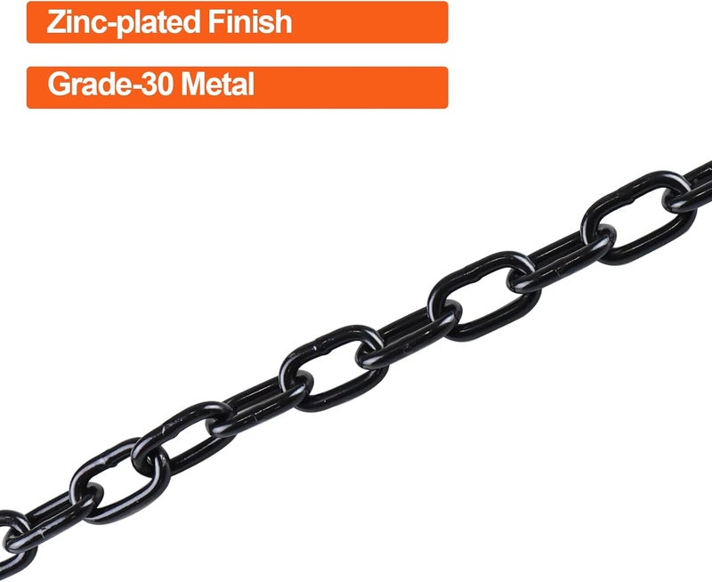 TeukRiGa 5/16"x 27" Grade 30 Steel Black Boat Trailer Safety Chain with 1 Spring Clip Hooks 7000 lbs, 2 Pcs (5/16"x 27") - Image 4